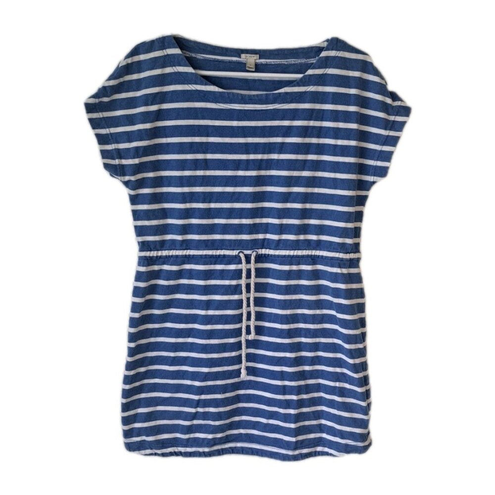 J. Crew Small Blue White Cinch Waist Adjustable Dress